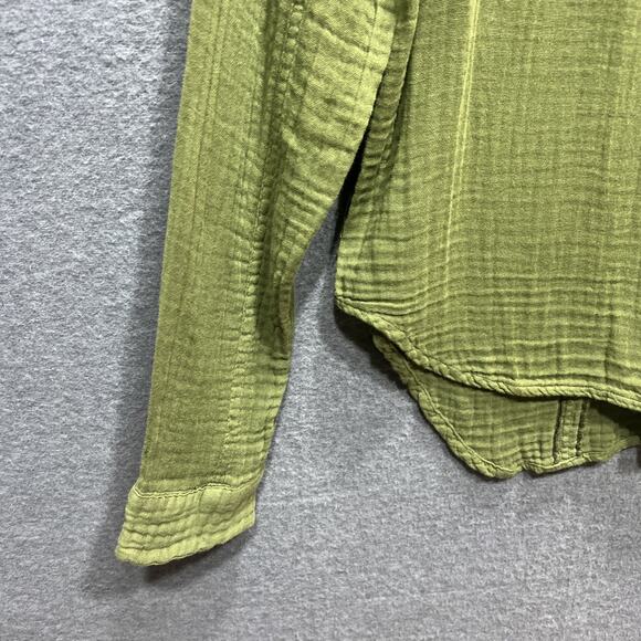 We The Free People Button Tunic Army Green Cotton Gauze Oversized Women Size SP - Picture 5 of 14